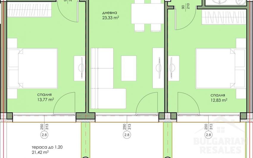 Комплекс в шаге от пляжа Несебра, 2 спальни, большая терраса - Фото 2