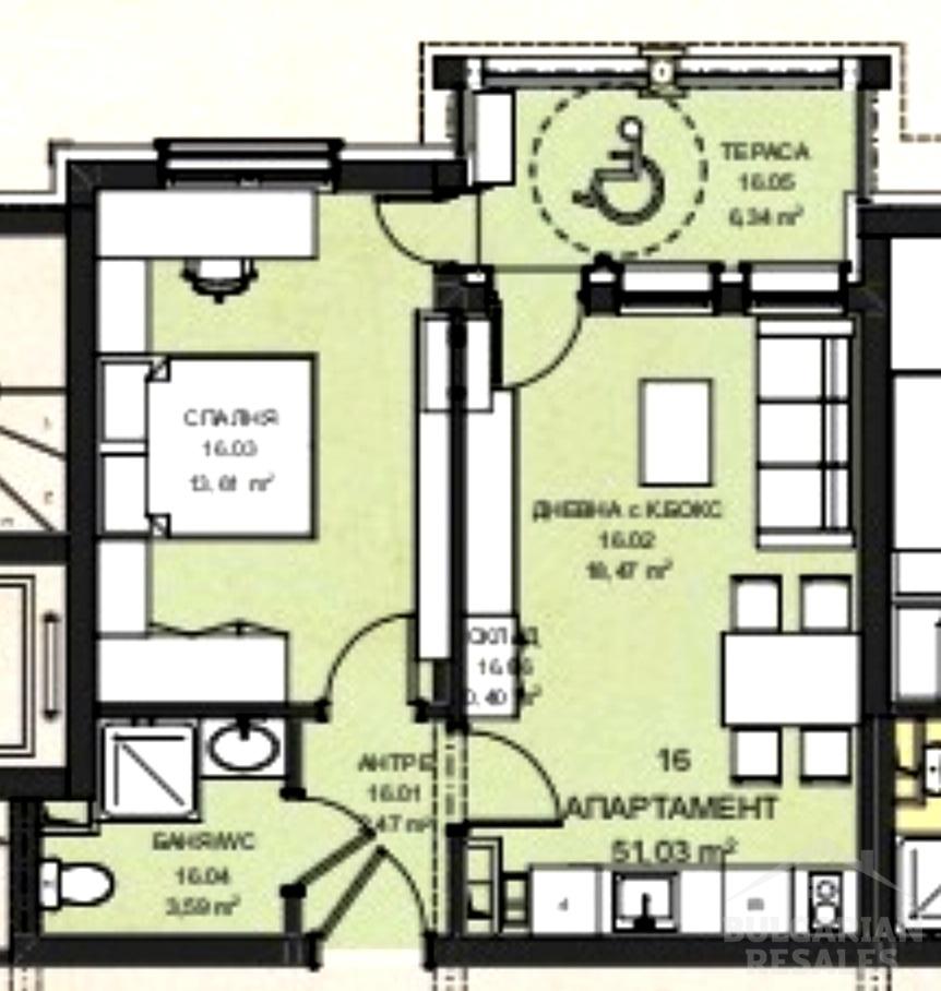 Byt s jednou spálňou v rezidenčnom komplexe „Malka Vodenitsa 2” ID: 4797 - Фото1