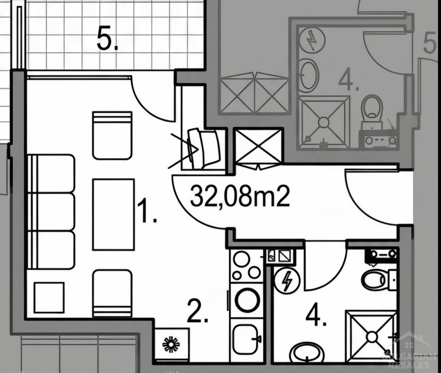 Modern Studio with New Furniture and Renovations, Sunny Beach ID: 6310 - Photo 6